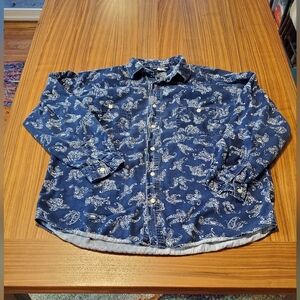 Guess Georges Marciano S Small Blue Paisley Button Down Front Long Sleeve